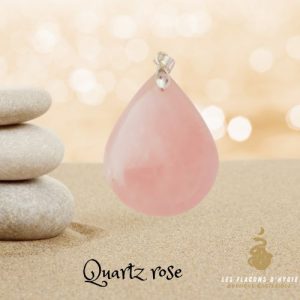 Pendentif quartz rose grande goutte