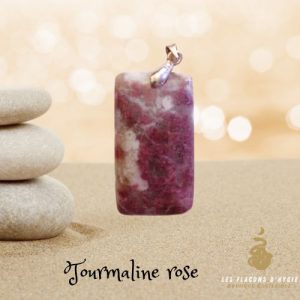 Pendentif tourmaline rose rectangle fin