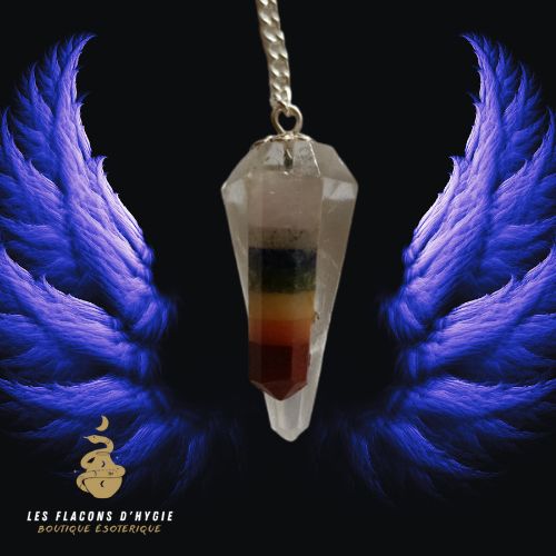 Pendule facetté cristal de roche & 7 chakras