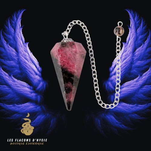 Pendule facetté rhodonite 6 faces