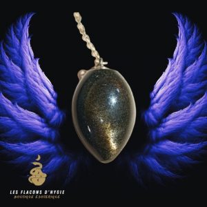 Pendule oeuf obsidienne doree