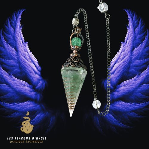 Pendule orgonite aventurine verte facetté 6 faces