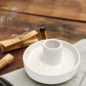 Porte Encens Céramique Blanc pour Palo Santo 10.50cm