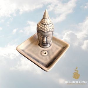 Porte encens céramique bouddha 9cm - gris