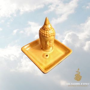 Porte encens céramique bouddha 9cm - jaune