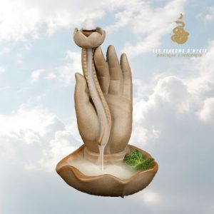 Porte encens céramique main de bouddha lotus backflow 16cm