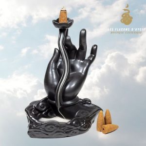 Porte encens céramique main lotus backflow