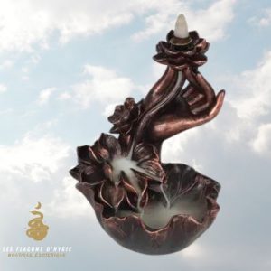 Porte encens lotus bronze backflow