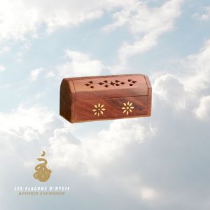 Porte encens bois petit coffre fleurs