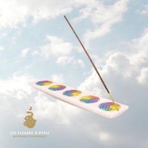 Porte-encens gres long fleur de vie
