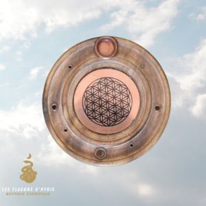 Porte encens fleur de vie rond bois