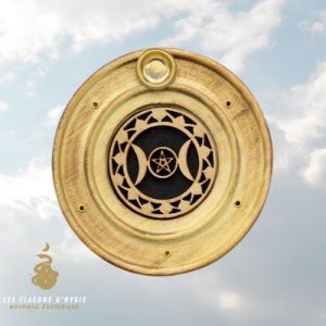 Porte-encens en bois triple moon rond