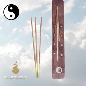 Porte encens ski simple bois - yin yang