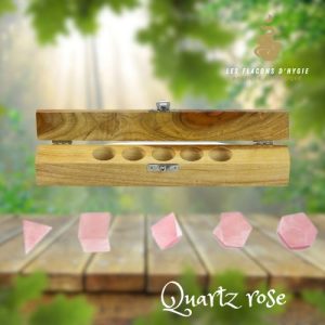 Solides de platon quartz rose coffret bois