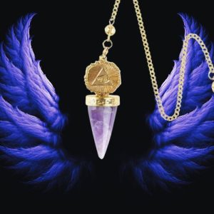 Pendule divinatoire amethyste – œil de la providence dore