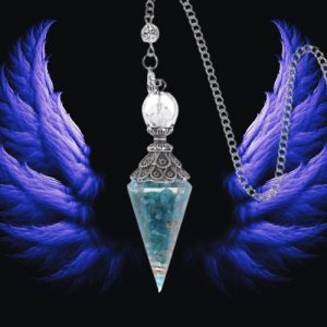 Pendule orgonite apatite bleue 6 faces