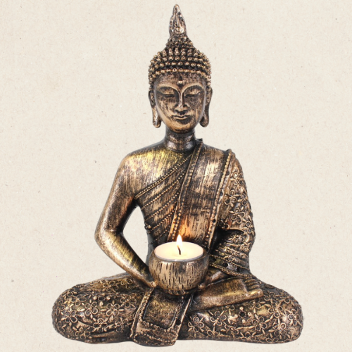 Porte-bougie thaïlandais représentant bouddha assis