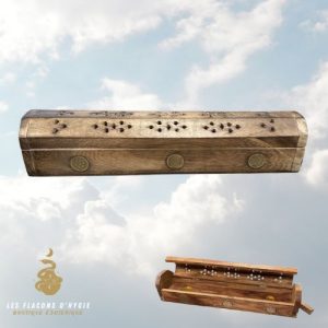 Porte encens coffret en bois de papri fleur de vie 30cm