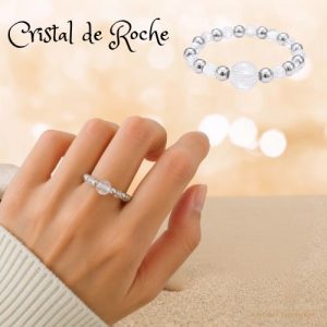 Bague Perles Argentées Cristal de Roche