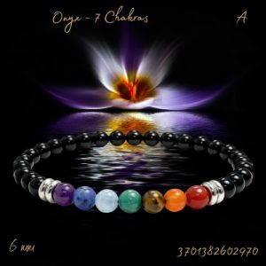 Bracelet b 06mm Onyx 7 Chakras A