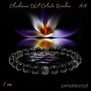 Bracelet b 07-08mm Obsidienne Œil Céleste Rainbow AA
