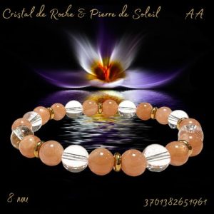 Bracelet b 08mm Cristal de Roche & Pierre de Soleil AA