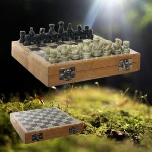 Jeu d'Echecs en Soapstone Plateau 20x20 cm en Coffret